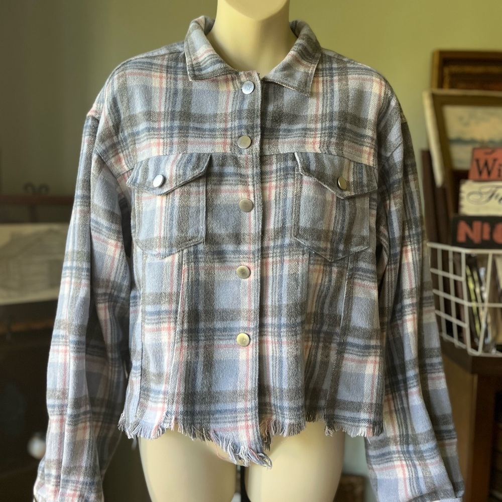 ALTARD STATE CROPPED ROUGH EDGE FLANNEL SIZE MEDIUM